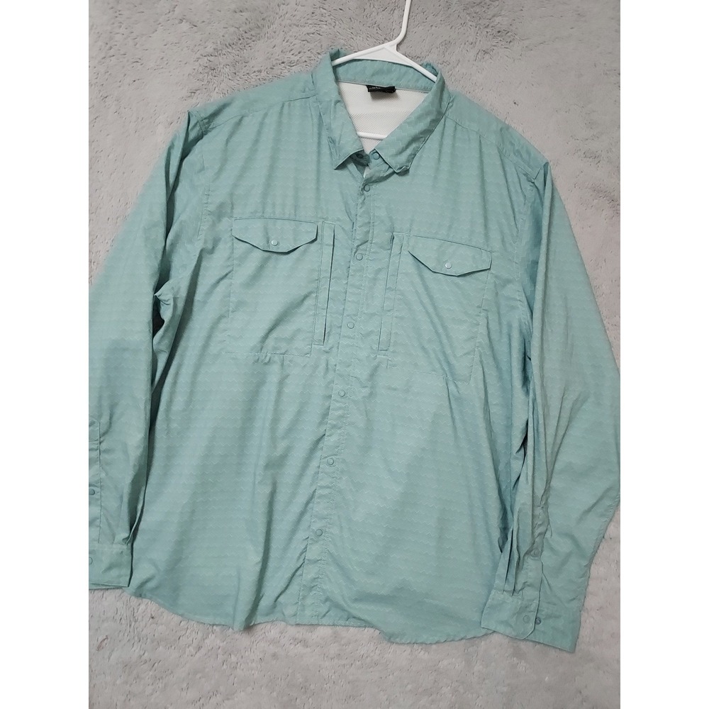 SWC Shirt Mens XXL Fishing Performance Long SleeveTeal Skinny Water Culture EUC